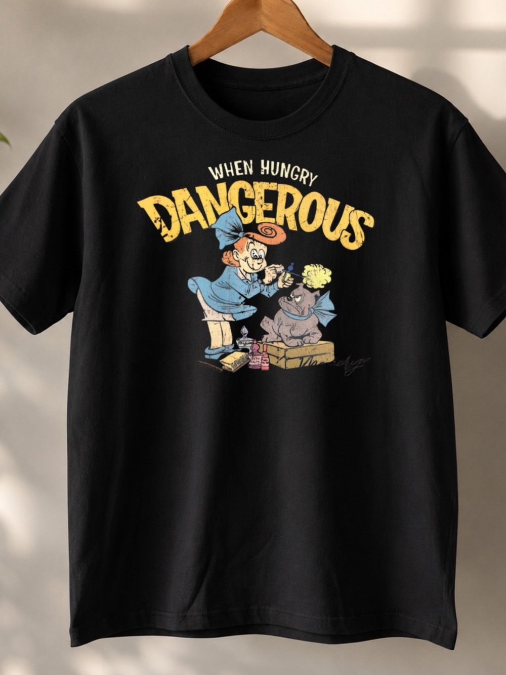 Gildan Black 'When Hungry Dangerous' Cartoon Graphic Tee